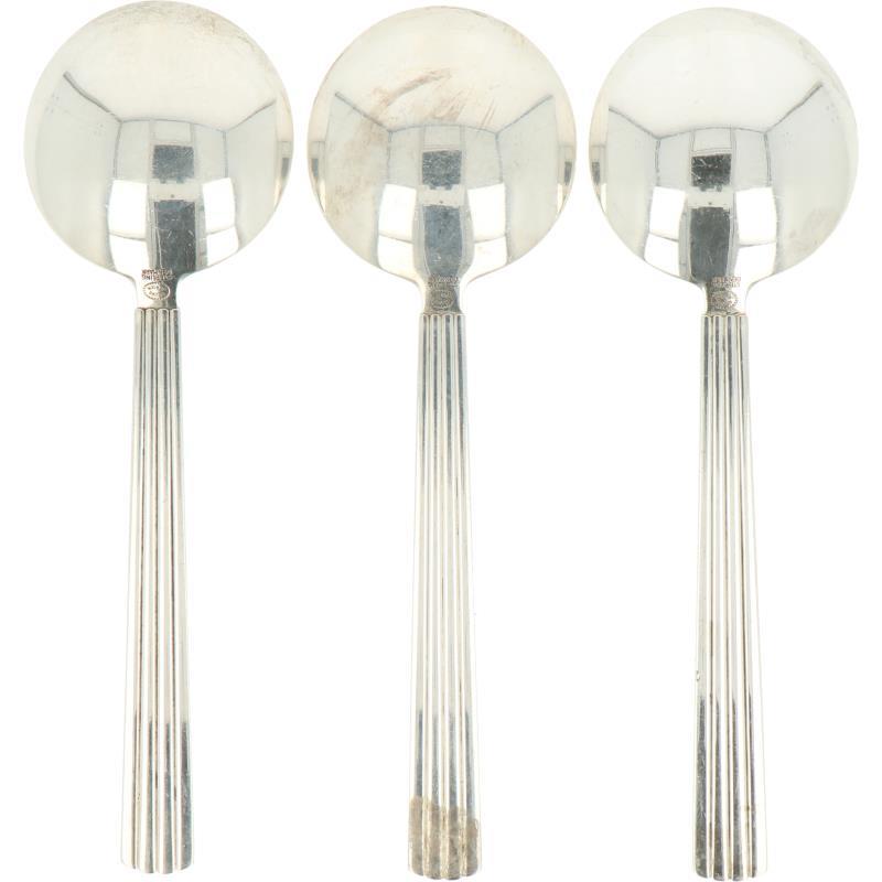 (6) Delige set Diner Lepels 'Bernadotte' Georg Jensen zilver.