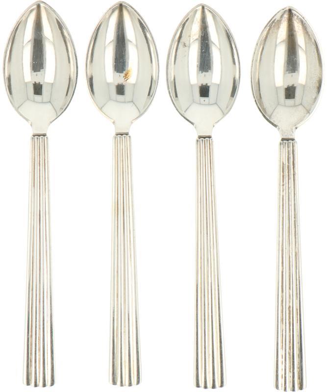 (4) Delige set Koffie lepeltjes 'Bernadotte' Georg Jensen zilver.