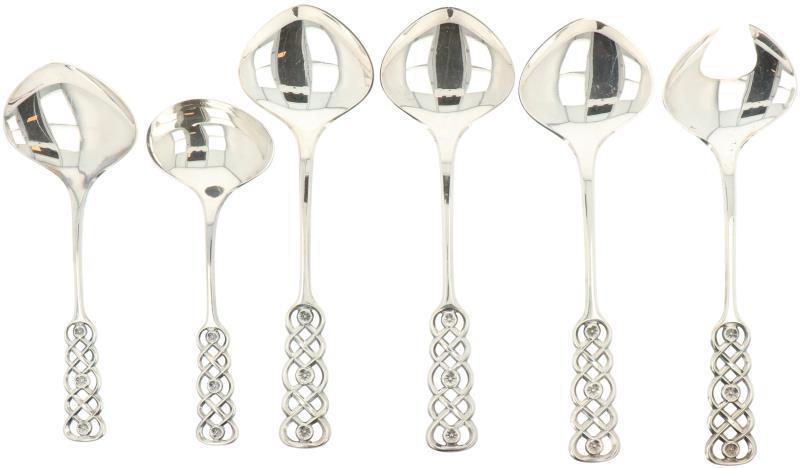 (6) Delig lot scheplepels 'David Anderson'model "Ringebu" zilver.