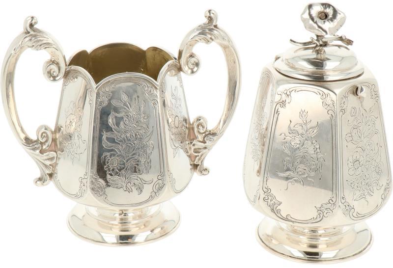 Suikerbak & Theebus J van de Wall (Arnhem 1852) zilver.