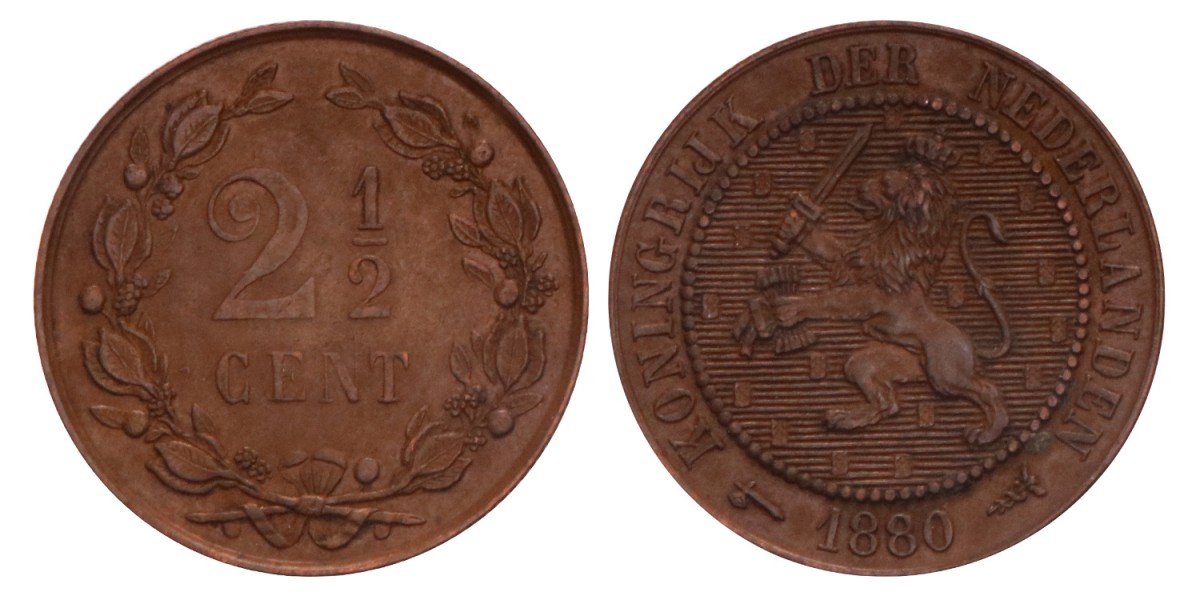 2½ Cent Willem III 1880. Prachtig / FDC.