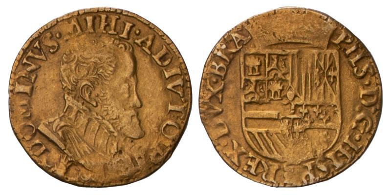 Halve gouden Reaal Brabant, Filips II, Antwerpen Z.J. Zeer Fraai.