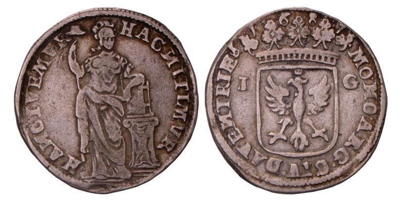 1 Gulden Deventer 1687. Fraai / Zeer Fraai.