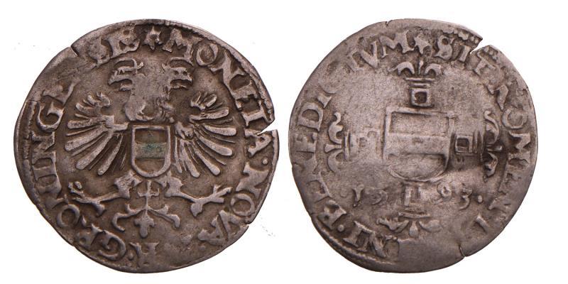 Halve Jager, vlieger of stuiver 1593. Fraai.