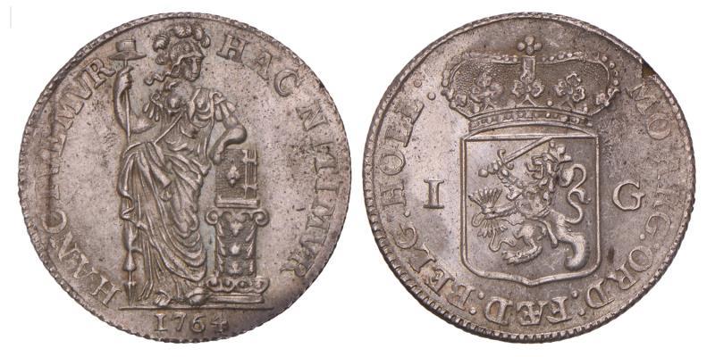 1 Gulden Holland 1764. Zeer Fraai / Prachtig.