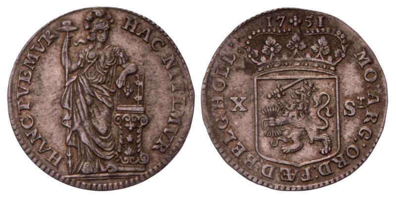 10 Stuiver Holland 1751. Prachtig.