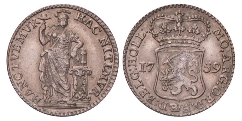 Muntmeesterpenning Holland 1759. Prachtig.