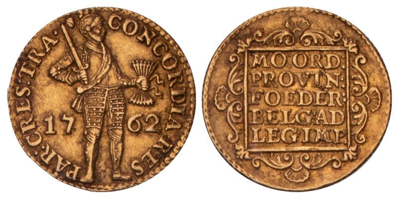 Gouden dukaat Utrecht 1762. Zeer Fraai +.
