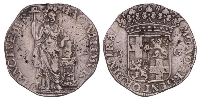 3 Gulden Utrecht 1682. Zeer Fraai.