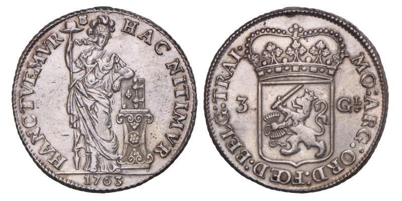 3 Gulden Utrecht 1763. Prachtig -.