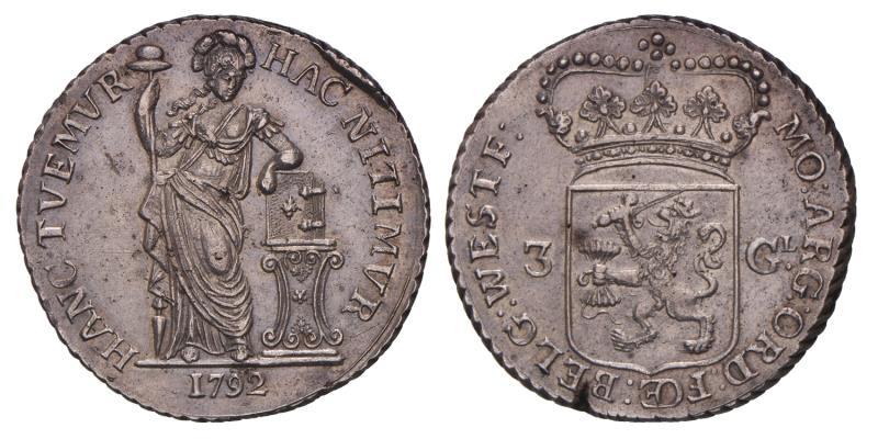 3 Gulden West-Friesland 1792. Prachtig -.