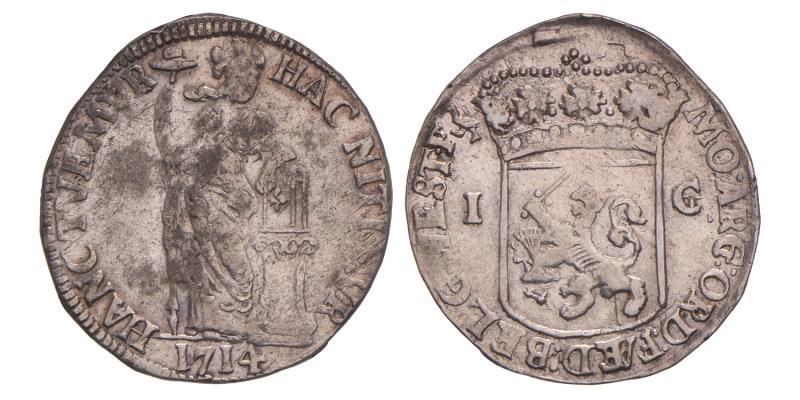 1 Gulden West-Friesland 1714. Fraai / Zeer Fraai.