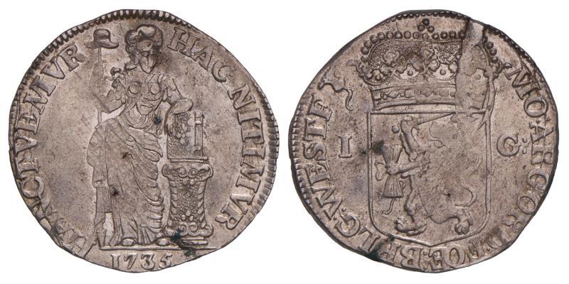 1 Gulden West-Friesland 1735. Zeer Fraai.