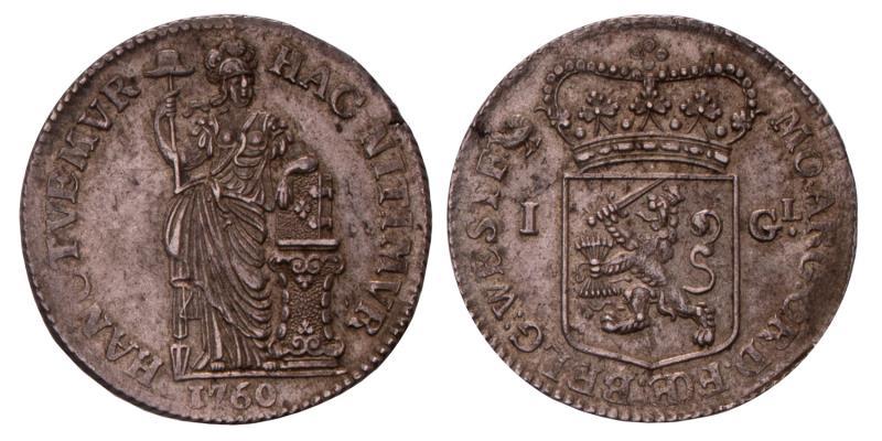 1 Gulden West-Friesland 1760. Zeer Fraai.