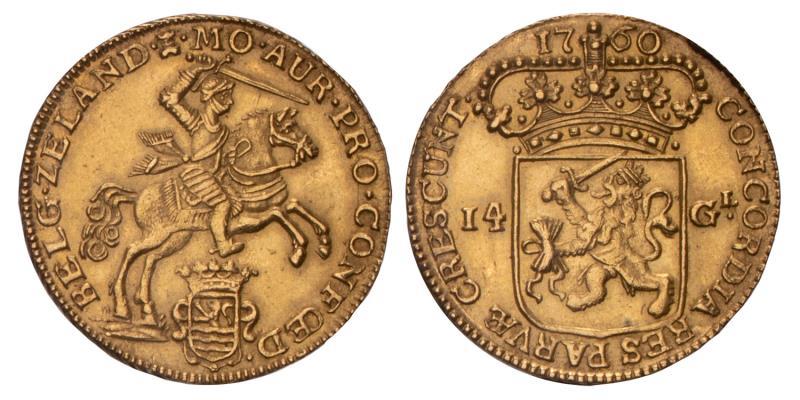 14 Gulden of gouden rijder Zeeland 1760. Prachtig.