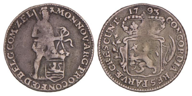 Achtste dukaat of "Pietje" Zeeland 1793. Fraai +.