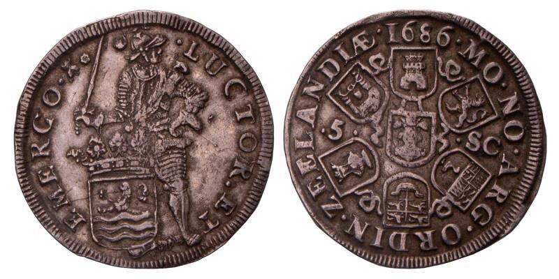 Daalder van 5 schelling Zeeland 1786. Zeer Fraai / Prachtig.