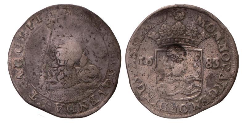 Hoedjesschelling van 6 stuiver Zeeland 1683. Zeer Goed / Fraai.