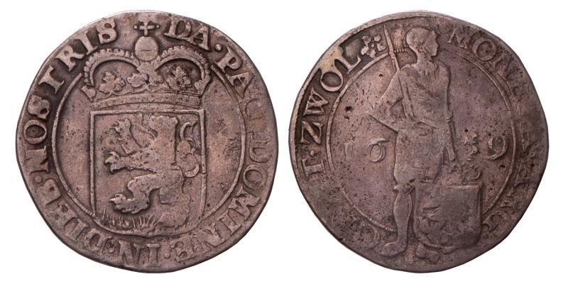 Zilveren dukaat Zwolle 1659. Fraai.