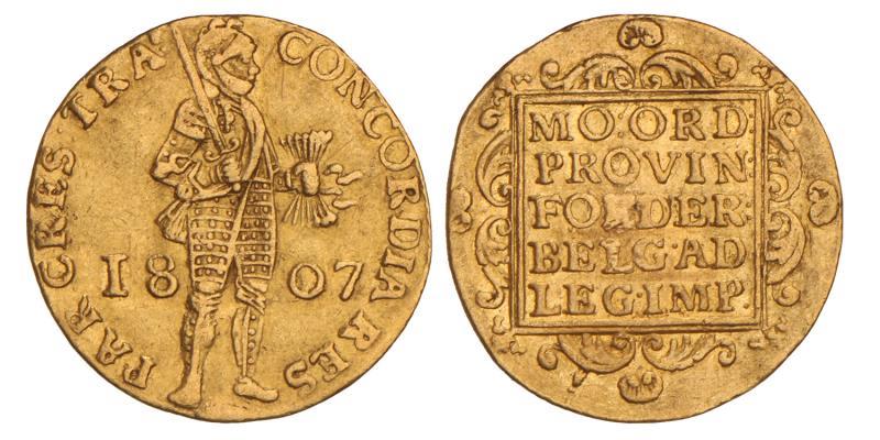 Gouden dukaat Lodewijk Napoleon 1807. Zeer Fraai -.