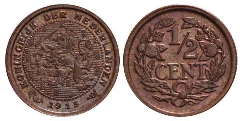 ½ Cent Wilhelmina 1915. FDC.