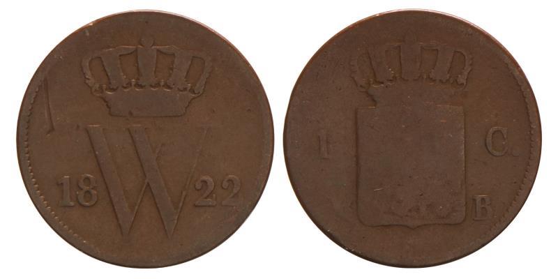1 Cent Willem I 1822 B. Fraai -.