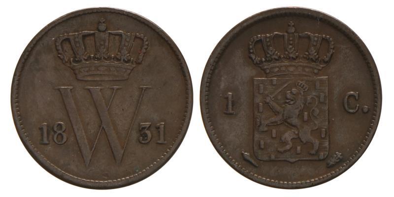1 Cent Willem I 1831 U. Zeer Fraai +.