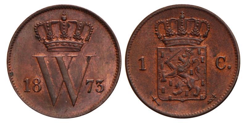 1 Cent Willem III 1873. FDC.