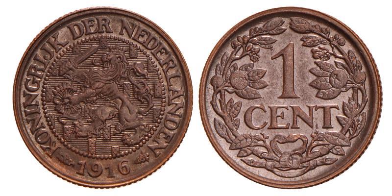 1 Cent Wilhelmina 1916. FDC.