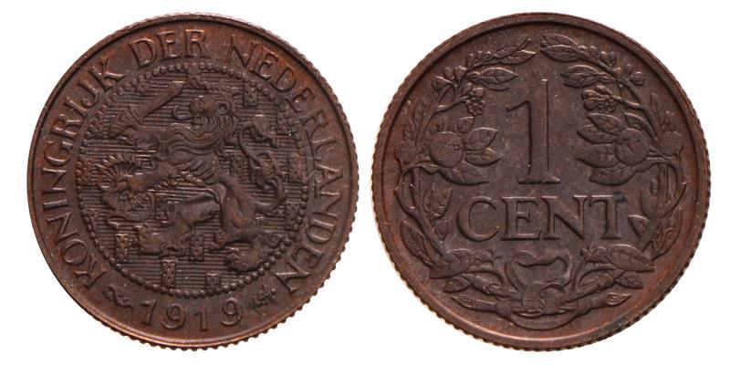 1 Cent Wilhelmina 1919. FDC.
