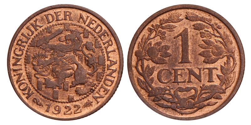 1 Cent Wilhelmina 1922. FDC.
