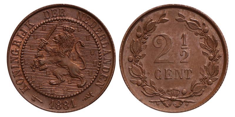 2½ Cent Willem III 1881. FDC.