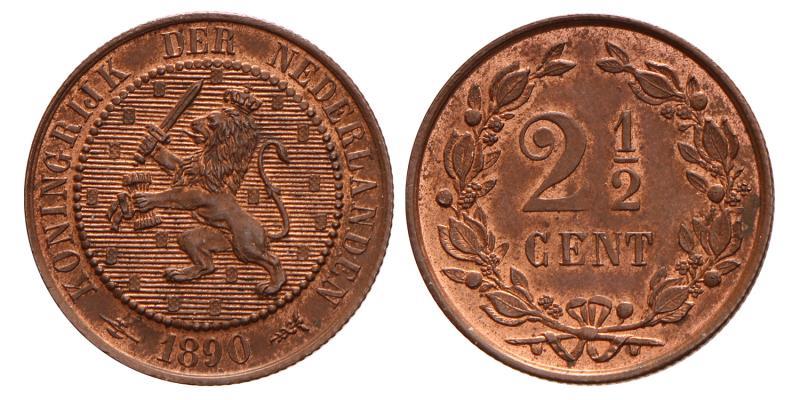 2½ Cent Willem III 1890. Prachtig / FDC.