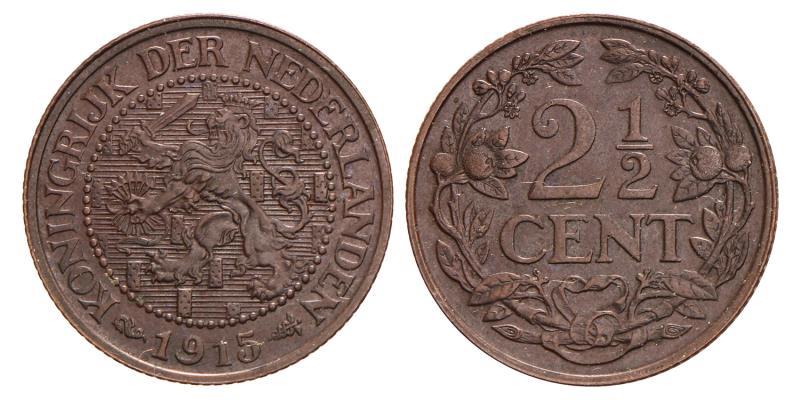 2½ Cent Wilhelmina 1915. FDC.