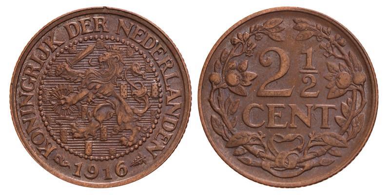 2½ Cent Wilhelmina 1916. FDC.