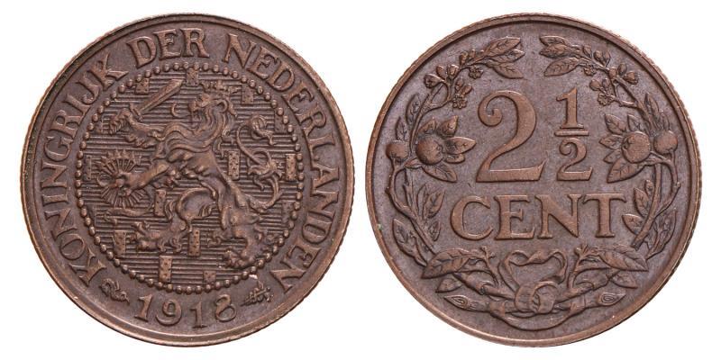2½ Cent Wilhelmina 1918. FDC.