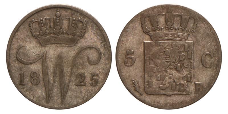 5 Cent Willem I 1825 B. Fraai / Zeer Fraai.
