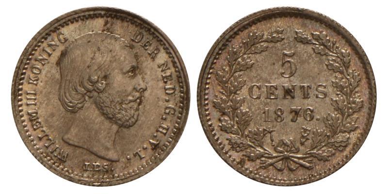 5 Cent Willem III 1876. FDC.