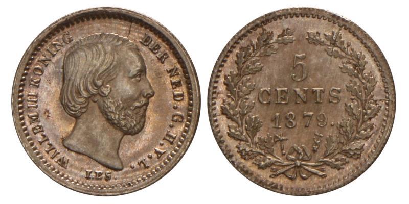 5 Cent Willem III 1879. FDC.