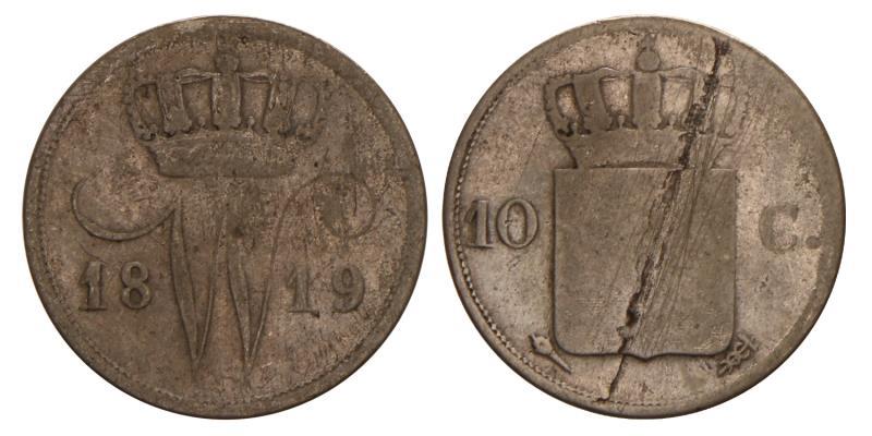 10 Cent Willem I 1819 U. Fraai -.