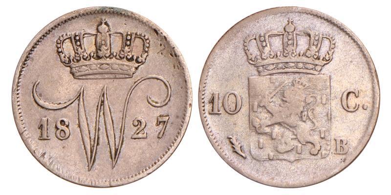 10 Cent Willem I 1827 B. Zeer Fraai -.