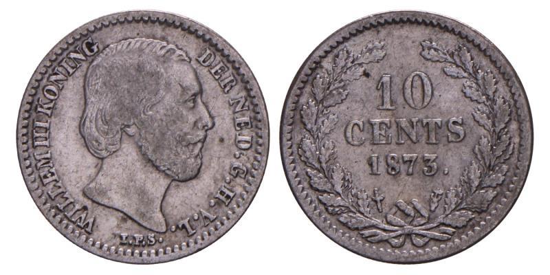 10 Cent Willem III 1873. Fraai.