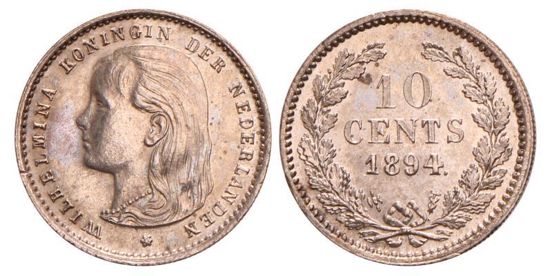 10 Cent Wilhelmina 1894. FDC.