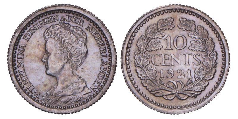10 Cent Wilhelmina 1921. Prachtig / FDC.
