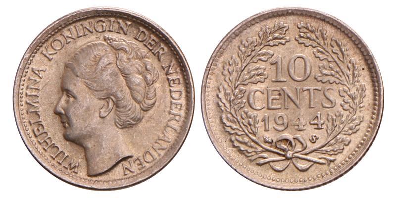 10 Cent Wilhelmina 1944 E.S. FDC.
