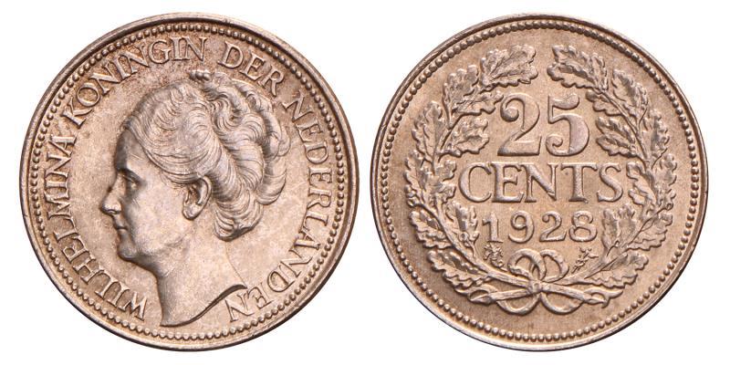 25 Cent Wilhelmina 1928. FDC.