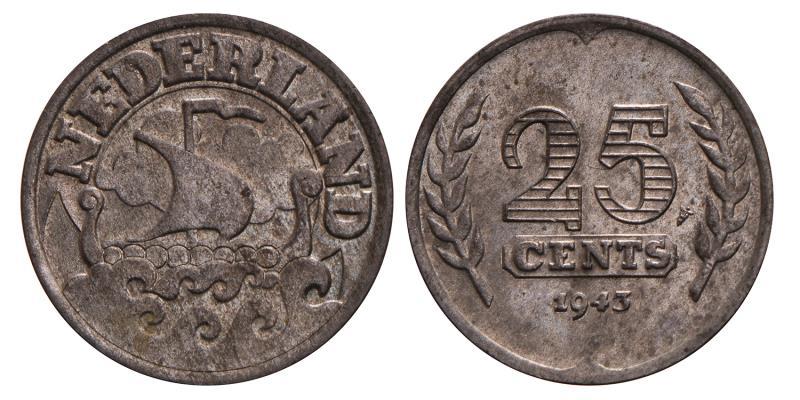 25 Cent Wilhelmina 1943. FDC.