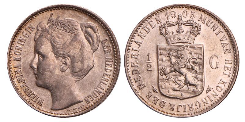 ½ Gulden Wilhelmina 1905. FDC -.