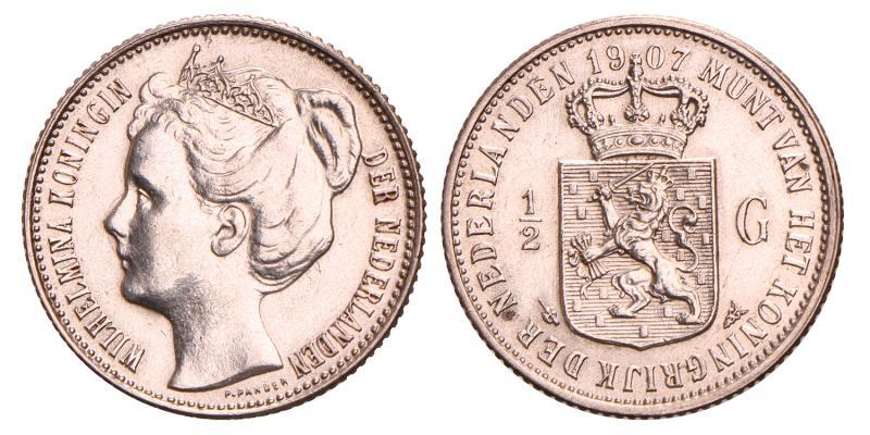 ½ Gulden Wilhelmina 1907. FDC.