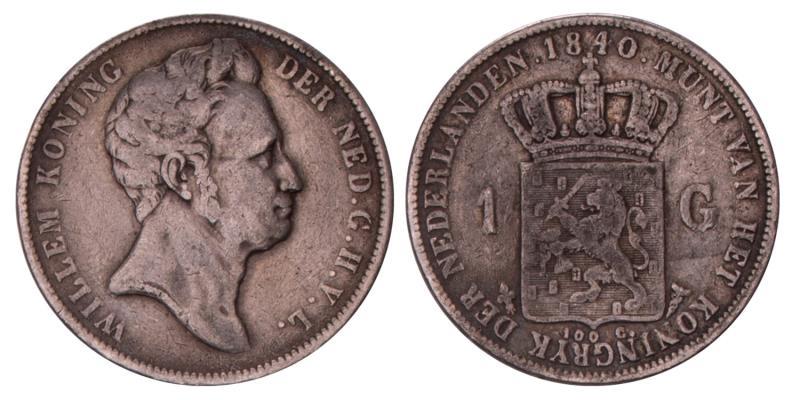 1 Gulden Willem I 1840. Zeer Fraai.